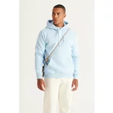 AC&Co / Altınyıldız Classics Men's Turquoise Standard Fit Regular Fit Inner Fleece 3 Thread Hooded Cotton Sweatshirt