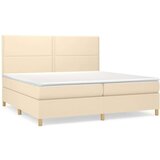 Box spring postelja z vzmetnico krem 200x200 cm blago, (20999191) | Shoptok.si