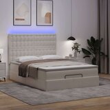  Otomanski posteljni okvir z vzmetnico bel 140x190 cm um. usnje, (22011776) | Shoptok.si
