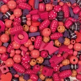Drvene perle za kuhanje u pink i ljubičastim bojama, mješoviti set od 250g.