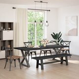  Klupa za blagovanje NOAIN 160 x 41 x 45 cm Masivna borovina - Oblik 160 cm Crna Cijene
