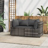 Maison Chic Vrtni kotni kavč - Zunanji kavči z blazinami 2 kosa siv poli ratan, (22040499) | Shoptok.si