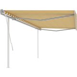 vidaXL Ročno zložljiva tenda s stebrički 5x3 m rumena in bela, (20728928) | Shoptok.si