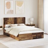  Krevetna konstrukcija s pohranom i uzglavljem Staro drvo Smeđa 120 x 190 cm | Shoptok.si