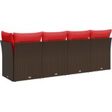  Vrtna sofa s jastucima za 4 osobe, smeđa, poliratan | shoptok.hr