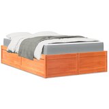 vidaXL Postelja z vzmetnico voščeno rjava 120x190 cm trdna borovina | Shoptok.si
