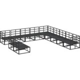 vidaXL Vrtna sedežna garnitura 11 pcs Črna 70 x 70 x 32 cm Aluminij | Shoptok.si