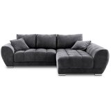 Windsor & Co Sofas temno siva kotna raztegljiva sedežna garnitura z žametnim oblazinjenjem Nuage, desni kot Cene