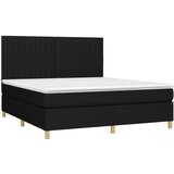  Box spring postelja z vzmetnico LED črna 160x200 cm blago | Shoptok.si
