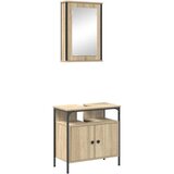 vidaXL set dveh omaric za kopalnico svetel hrast inženirski les | Shoptok.si