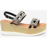 Resti Black women's sandals with zircons on a wedge Masewi - Footwear | ePonuda.com
