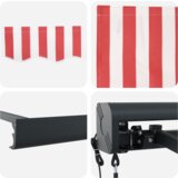vidaXL Avtomatska retraktibilna tenda rdeče in bele črte 300x250 cm | Shoptok.si