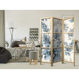  Japanski paravan - Turquoise Flowers in Retro Ambiance - Floral Ornaments | shoptok.hr