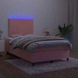  Box spring postelja z vzmetnico LED roza 120x200 cm žamet, (20791030) | Shoptok.si