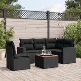  6-dijelni set vrtnih sofa s jastucima crni od poliratana | shoptok.hr