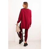 Polski Women's cotton set with a sweatshirt and leggings with the inscription Minimal maroon | shoptok.hr