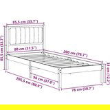 vidaXL Krevetni okvir s tapiciranim uzglavljem Tamno siva 80 x 200 cm | shoptok.hr