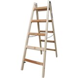 Krause lesena dvojna lestev stabilo 2 x 5 prečk rjava | Shoptok.si