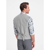 Ombre Men's suit vest with collar - light grey | Shoptok.si