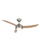 El Paso, stropni ventilator, 52" E27 navoj, 3 lopatice, videz hrastovega lesa