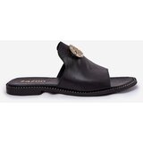 Zazoo Elegant Women's Leather Slippers With Decoration 3008 Black | Shoptok.si