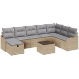 vidaXL 9-dijelni Vrtni Kauč Set s Jastučićima Bež Poli Ratan, 2-sjedalni Vrtni Kauč s Jastučićima Bež Poli Ratan | shoptok.hr