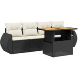 Maison Chic Seti vrtnega pohištva - Vrtna garnitura - Vrtni pohištvo set 5-delna z blazinami črn poli ratan, (21817451) | Shoptok.si