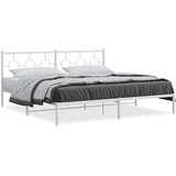  Metalni okvir za krevet s uzglavljem bijeli 200x200 cm | shoptok.hr