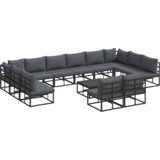 vidaXL Vrtna sedežna garnitura 13 pcs Črna 70 x 70 x 32 cm Aluminij | Shoptok.si