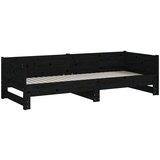  Izvlečna dnevna postelja črna trdna borovina 2x(90x200) cm, (20606018) | Shoptok.si