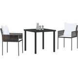  Vrtni set za objed 3 kom. Smeđa i crna PE ratan | shoptok.hr