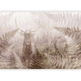  Foto tapeta - Forest motif - deer with antlers among fern leaves on concrete pattern 400x280 | shoptok.hr