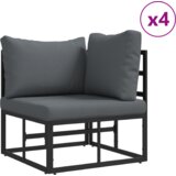 vidaXL Vrtna sedežna garnitura 6 pcs Črna 70 x 70 x 32 cm Aluminij | Shoptok.si