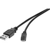 Renkforce USB 2.0 [1x moški konektor USB 2.0 tipa A - 1x moški konektor USB 2.0 tipa micro B] 0.15 m črna pozlačeni konektorji USB kabel USB, (20416010) Cene