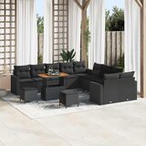 vidaXL 13-delni vrtni kavč set s blazinami črn poli ratan akacija | Shoptok.si