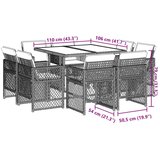 vidaXL 9-dijelni vrtni blagovaonski set s jastucima crni od poliratana | shoptok.hr