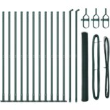 vidaXL šesterokotna ograja Zelena 1.4x25 m Jeklo, stebri za ograje s podnožjem 13 kos Ø32mm 78.5cm Galvanizirano jeklo | Shoptok.si