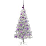 vidaXL Božično drevo med 150 LED z stojalom srebrna 120 cm PET | Shoptok.si