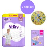 Violeta set double care giga air dry 6 junior pelene, 86 komada + baby vlažne maramice soft 5x51 + sat