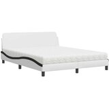 vidaXL Postelja z vzmetnico bela in črna 160x200 cm umetno usnje | Shoptok.si