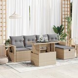  6-dijelni set vrtnih sofa s jastucima bež od poliratana Slike