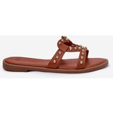 Boto Decorated Flat Women's Sandals Camel Adivrae | Shoptok.si