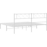  Metalni okvir za krevet s uzglavljem bijeli 193x203 cm | shoptok.hr