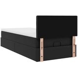vidaXL Otomanski posteljni okvir z vzmetnico črn 90x200 cm um. usnje | Shoptok.si