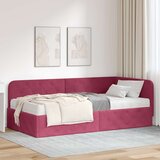 vidaXL Kotna postelja z vzmetnico Vinorodna rdeča 90 x 190 cm Žamet | Shoptok.si