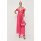 Luisa Spagnoli Svilena obleka roza barva
