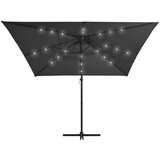 In Stranski senčnik LED in kovinski drog 250x250 cm antraciten | Shoptok.si