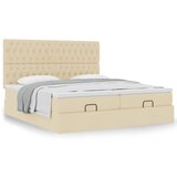  Otomanski okvir kreveta s madracima krem 200x200cm od tkanine | shoptok.hr