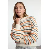 Trendyol Stone Basic Striped Crew Neck Knitwear Sweater