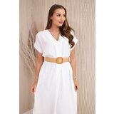 Kesi Włoski Dress with a decorative belt Off-white Cijene